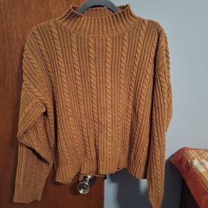 GAP 90s Vintage Women's Cozy Cable Knit Sweater - Brown Size M